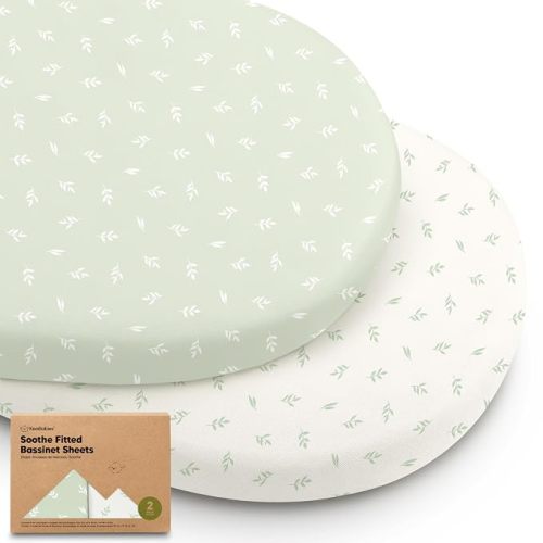 2-pk Organic Baby Bassinet Sheets Boys, Girls, Bassinet Fitted Sheet (Herb)