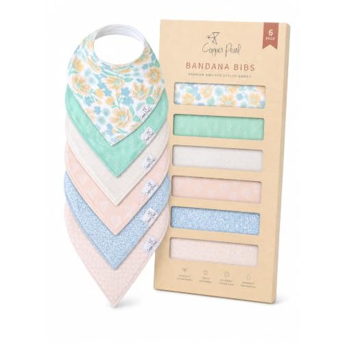 Copper Pearl Baby Bibs 4 Pack, Printed Bandana Drool Bibs for Baby Girl & Boy, Soft Cotton Drooling Teething Bibs
