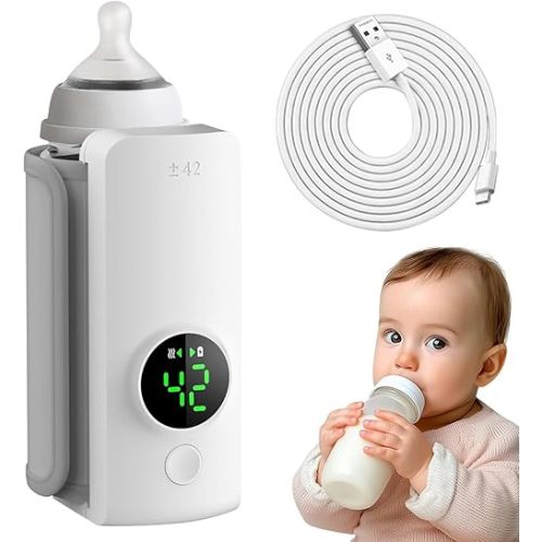 Portable Bottle Warmer for Travel, Fast Warming Comfortable Baby Feeding On The Go, Waterless Milk Warming with Battery-Powered for Home Outdoor