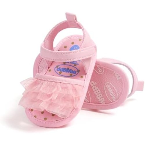 Infant Baby Girls Summer Sandals with Flower Bowknot Soft Sole Newborn First Walker Crib Dress Shoes