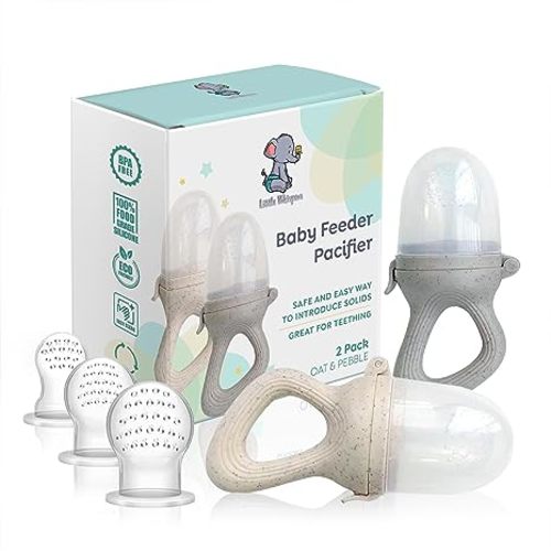 LittleWhispers Baby Fruit & Food Feeder Pacifier - Pacifier Feeders for Fresh Fruit or Frozen Breastmilk - Infant Teething Relief - Set of 2