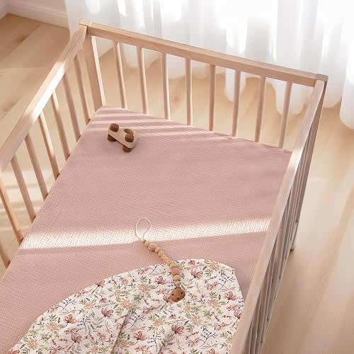 lulumoon Muslin Crib Sheets for Baby: Snug Fitted for 52x28 Crib Mattress