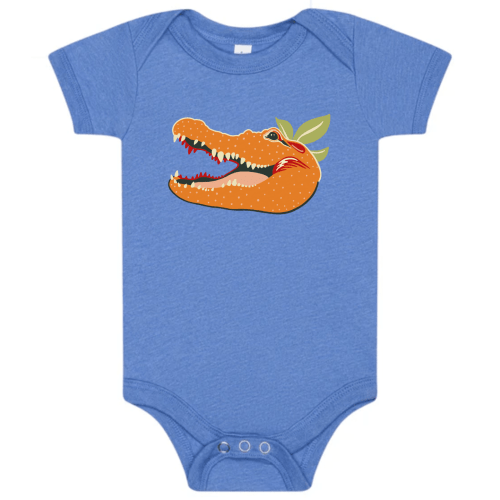 Orange & Blue Onesie by Freehand Goods | Artwork by V. Steiner