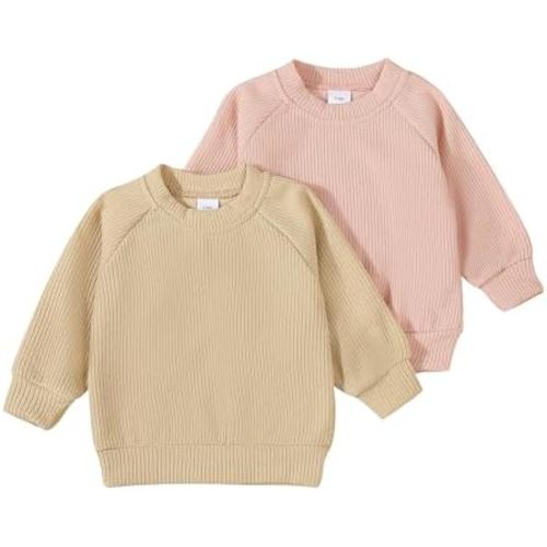 Infant Baby Boy Girl Knit Shirt Sweater 2 Pack Lightweight Crew Neck Knitted Pullover Sweaters Fall Winter Clothes