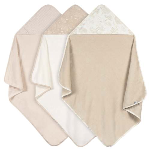 3-Pack Baby Neutral Tan Hooded Towels