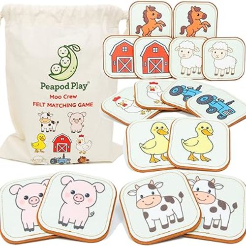 Felt Farm Matching Game for Toddlers – Farm Animal Memory Game & Flash Cards – Soft and Safe for Ages 1+ – Montessori Preschool Learning Activity – Educational Farm Toy for Boys & Girls