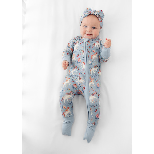 Unicorns Bamboo Zippered Sleeper – Little Crowns & Capes