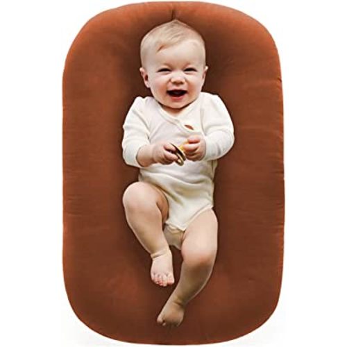 100% Cotton Baby Lounger,Baby Play Mat,Tummy Time Mat with Cover for 0-24 Months Newborn Baby,Washable Play Gym Mats for Home Travel,Coffee