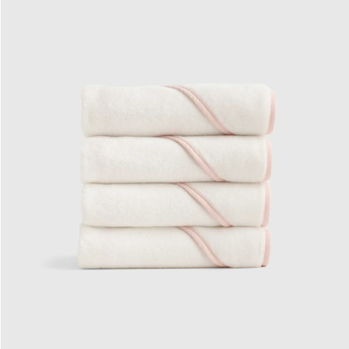 Organic Turkish Cotton Baby Hooded Towel Set 4-Pack in Soft Pink