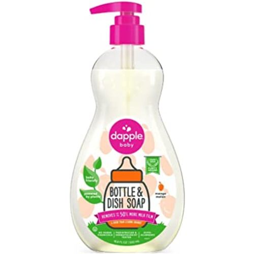 Dapple Baby Bottle Soap, Hypoallergenic Dish Soap for Baby Bottles, Powered by Plants, Mango Melon, 16.9 Fl Oz (Pack of 1)