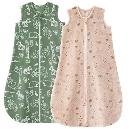Yoofoss Fleece Baby Sleep Sack 6-12 Months, 2 Pack 1.5 Tog Baby Wearable Blanket with 2-Way Zipper, Toddler Sleeping Sack, Soft Warm Lightweight(Medium)