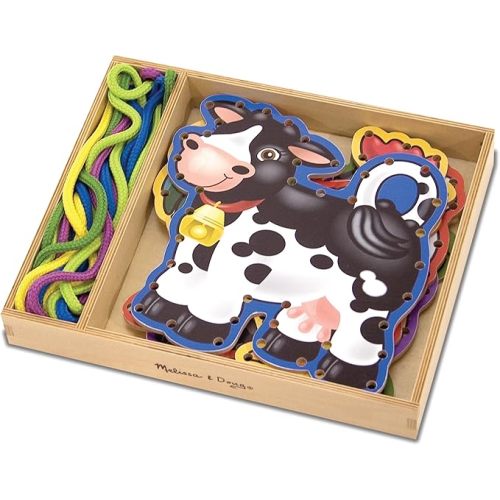 Melissa & Doug Lace and Trace Activity Set: 5 Wooden Panels and 5 Matching Laces - Farm