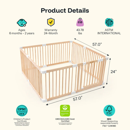 HARPPA 57 in Grovi Wooden Baby Gate Playpen | Greenguard Gold Certified