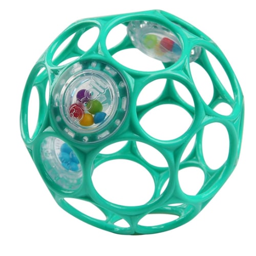 Bright Starts Oball Easy-Grasp Rattle BPA-Free Infant Toy in Teal, Age Newborn and up, 4 Inches