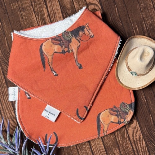 Western Baby Bib and Burp Cloth Set