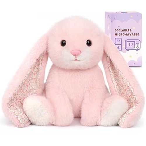 Easfan Weighted Bunny Stuffed Animal Microwavable Plush Toy for Kids 12"