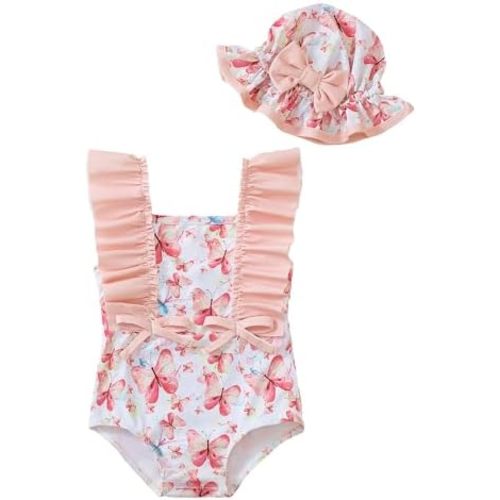 Newborn Baby Girl Swimsuit Toddler Bathing Suit One Piece Ruffle Short Sleeve Baby Swim Suit Infant Swimwear