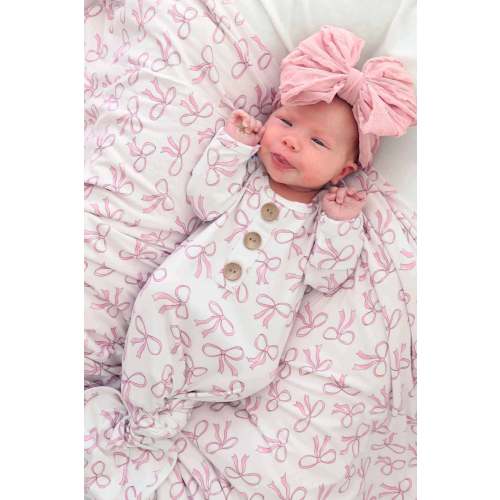 Blushing Bows Newborn Baby Knot Gown & Hat Set