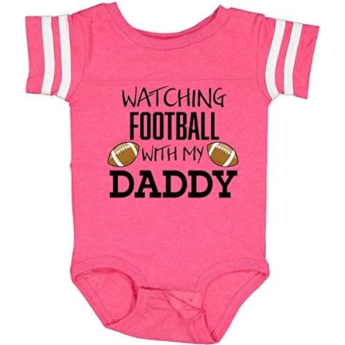 inktastic Watching Football with My Daddy Baby Bodysuit Newborn Football Pink and White 31b3c