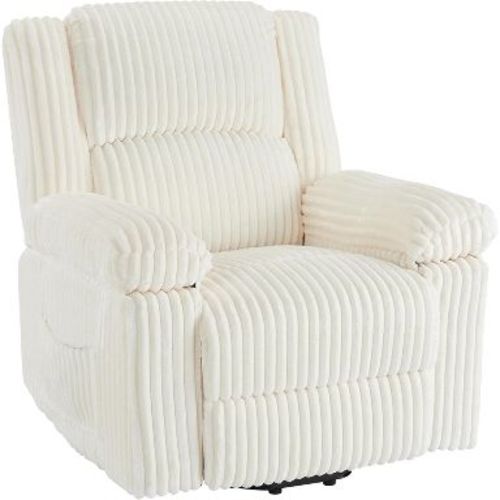 Manual Corduroy Recliner Chair, Handle-Controlled, Pillow Top Arms & Thick Padding, Side Pocket, 400Lbs Weight Capacity