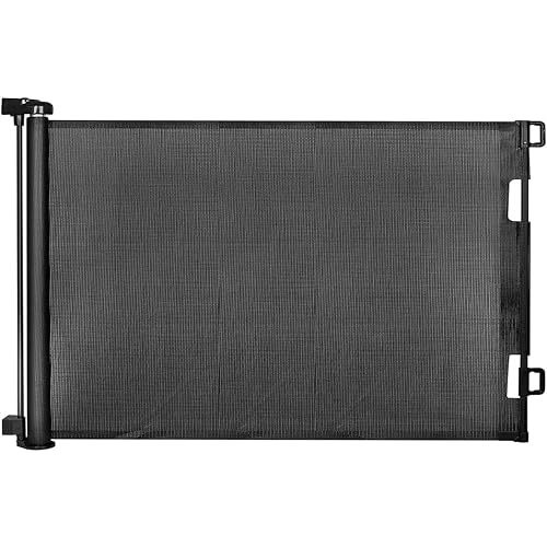 Retractable Baby Gates, Mesh Dog Gate for Doorways, 33.6" Tall, Expands to 55" Wide,Pet Safety Essential Fit for Baseboards, Wide Toddlers Gates for Hallways, Indoor & Outdoor,Black