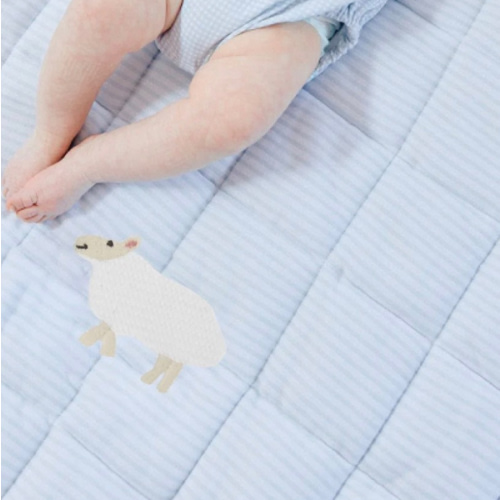 Tummy Time Mat - Lamb on Blue Mat