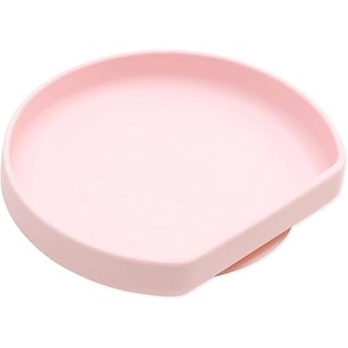 Bumkins Toddler and Baby Suction Plate, Silicone Grip Dish for Babies and Kids, Baby Led Weaning, Children Feeding Supplies, Non Skid Sticky Bottom, Platinum Silicone, Ages 6 Months Up, Pink