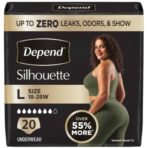 Depend Silhouette Incontinence & Postpartum Underwear for Women - Maximum Absorbency - L - Pink - 20ct