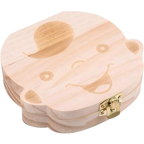 Wooden Tooth Fairy Box, Keepsake Storage Holder for Baby Teeth | Pine wood, 4.9" x 4.5" x 1.2", for boys, teeth storage, memory organizer, shower gift, nursery decor