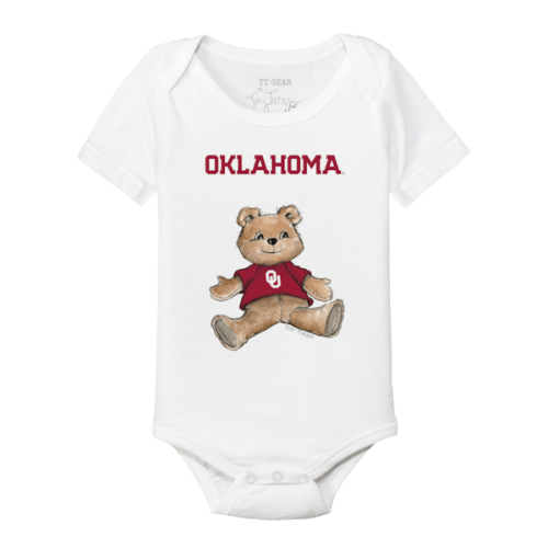 Oklahoma Sooners Tiny Turnip Infant Teddy Bear Bodysuit - White
