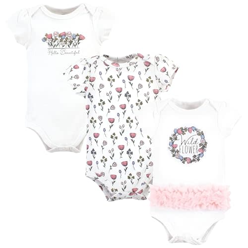 Hudson Baby baby-girls Cotton Bodysuits 3-pack