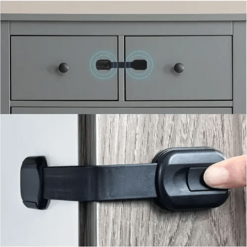 SAFENEST Child Proof Cabinet Locks (5 Pack Black) 3M Adhesive for Cabinets and Drawers, Fridge, Drawer Locks Baby Proofing, No Drilling; Alcohol Prep Pads Included