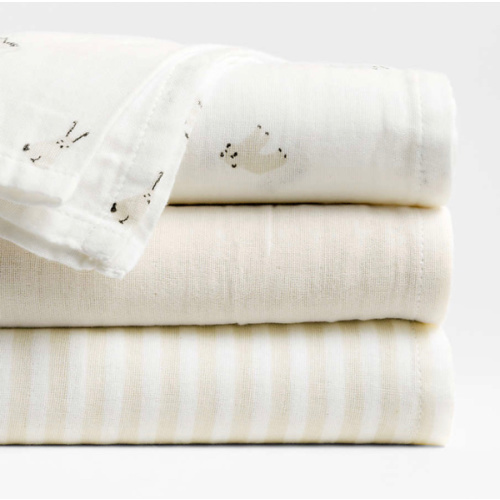 Supersoft Natural 100% Organic Cotton Gauze Sleepytime Baby Swaddle Blankets, Set of 3