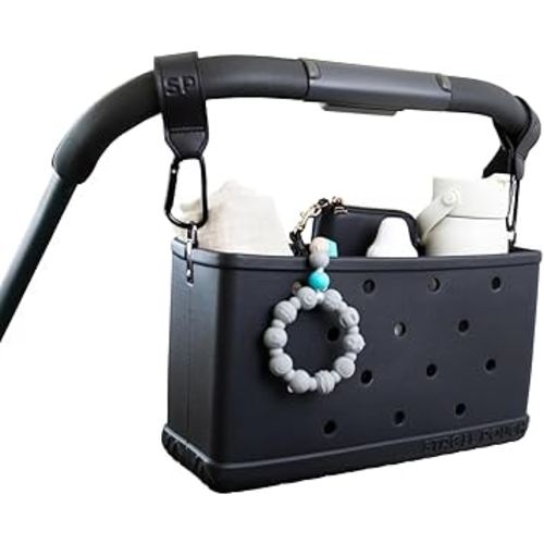 Stroll Pouch - Universal EVA Baby Stroller Organizer with Shoulder Strap & Non-Slip Hooks. Stroller & Double Stroller Accessory. Lightweight, Washable, Durable EVA Caddy.