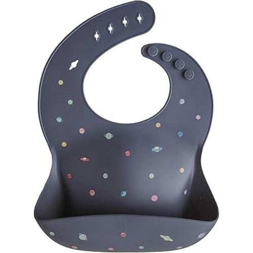 mushie Silicone Baby Bib | Adjustable Fit Waterproof Bibs (Planets)
