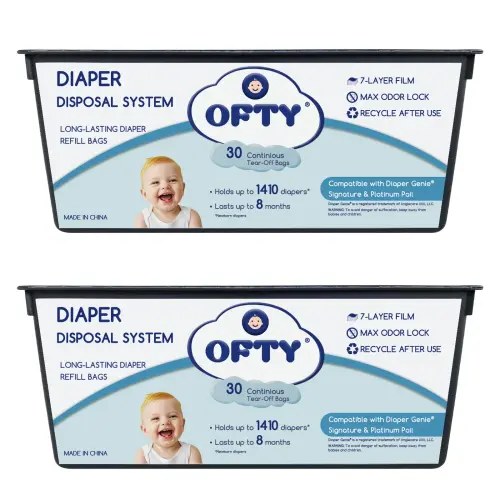 OFTY Diaper Genie Easy Roll Refill Bags for Platinum, Deluxe, and Signature Pails – 60 Count