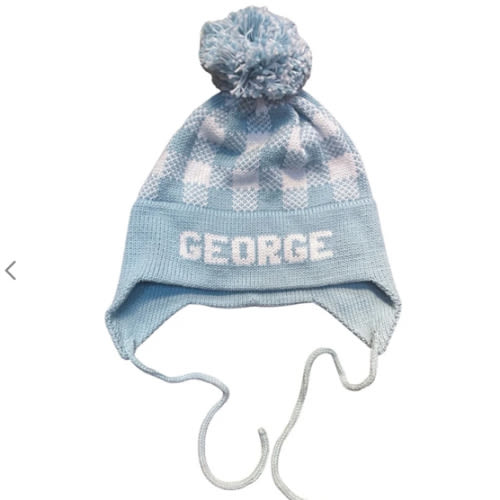 Plaid Earflap Hat, Light Blue with White – Magpies Nashville
