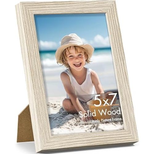 5x7 Picture Frame Made of Solid Wood for Wall & Table, Light Nature