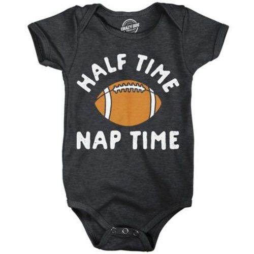 Half Time Nap Time Baby Bodysuit Funny Football Jumper For Infants - Crazy Dog Baby Bodysuit For Football Season Black Newborn