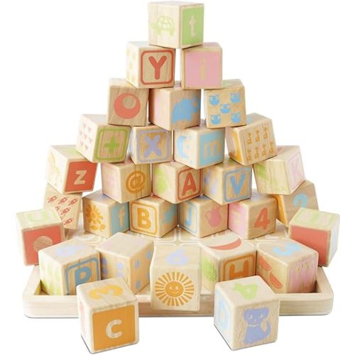 Le Toy Van - Petilou Wooden Educational ABC Wooden Blocks | Educational Wood Toys for Toddlers and Babies | Suitable for A Boy Or Girl 1 Year Old +