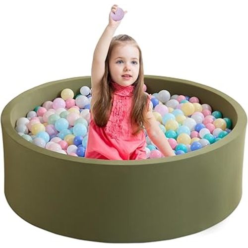 Ball Pit for Toddlers 35.43''x11.81 Baby Ball Pit Soft Foam Ball Pit Round Kids Ball Pit Indoor and Outdoor Game Kids Play Ball Pool Ideal Gift for Girls and Boys (Sage Green, NO Balls)