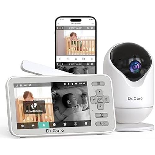 Dr.Care VistaView Lite Smart WiFi Baby Monitor - 4" 720P Split Screen & 1080P Camera App Control, Motion Alerts, HD Night Vision, Triple Security, 2-Way Talk, Video Recording, Multi-User