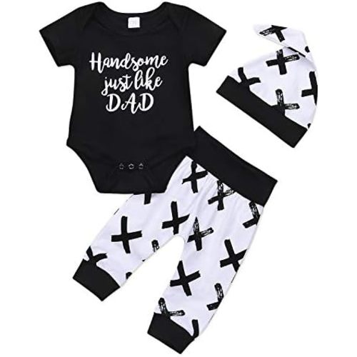 Toddler Infant Baby Boys Girls Halloween Set Black T-Shirt +Pant+Hip Hop Hat