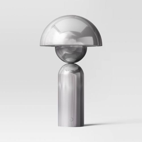 10.25" Rechargeable Cordless Dome Table Lamp with Touch Control Silver - Room Essentials™