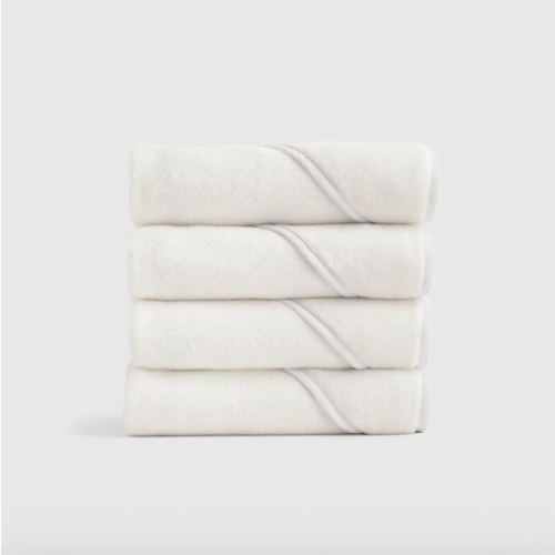 Organic Turkish Cotton Baby Hooded Towel Set 4-Pack in White