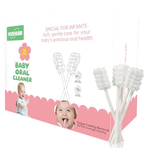 Baby Tongue & Mouth Cleaner, 96pcs Gauze Swabs, 0-36 Months | Soft Disposable Newborn Infant Oral Care Mouth Swabs, Individually Wrapped Travel Pack to Clean Baby's Tongue