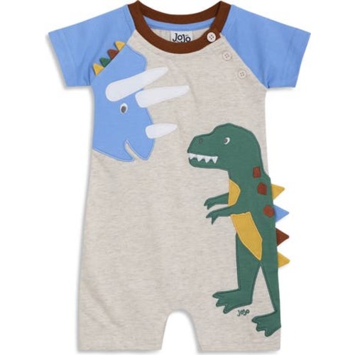 Dinosaur Appliqué Cotton Jersey Romper, 0-3M
