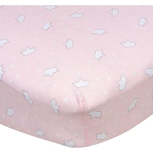 Gerber Baby Boys Girls Neutral Newborn Infant Baby Toddler Nursery 100% Cotton Fitted Bedding Crib Sheet, Princess Crowns Pink, 28" x 52"