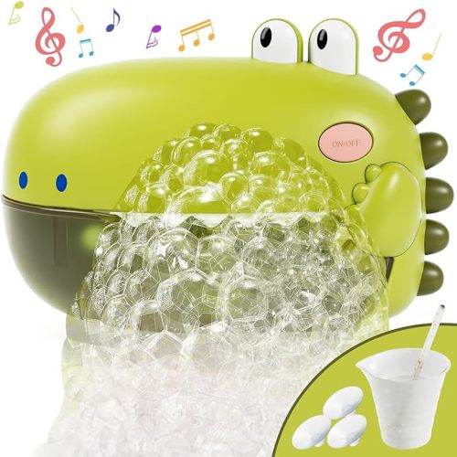 Lehoo Castle Baby Bath Toys, Dinosaur Bath Bubble Machine, Bath Toys for Kids Ages 1-3, Automatic Bathtub Toys Bubble Maker Gifts for Boys Girls, Yellow