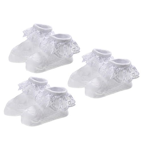 EPEIUS Baby-Girls Eyelet Frilly Lace Socks,Newborn/Infant/Toddler/Little Girls (Pack of 2/3/4/6)
